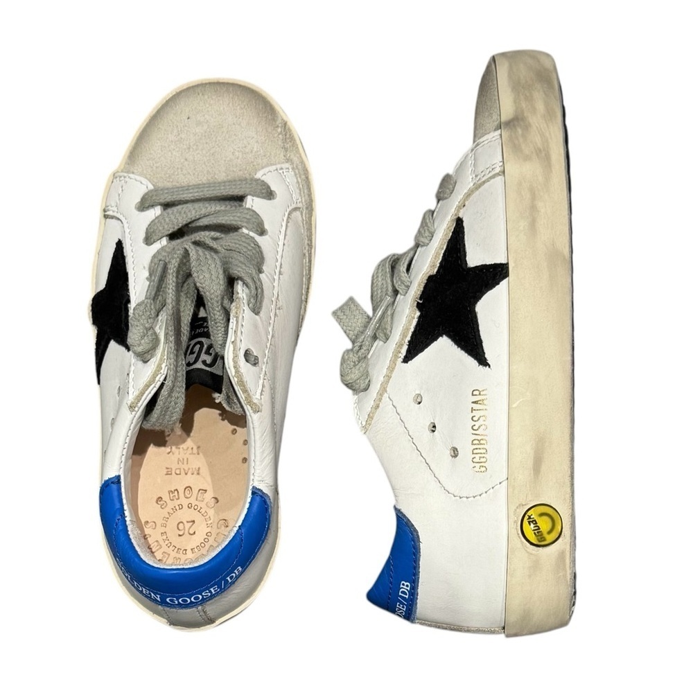Golden Goose Kids Superstar White Leather Black Star NWT